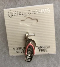Cellini Sterling Silver Charm Flip Flop with Pink Straps and "Hawaii"