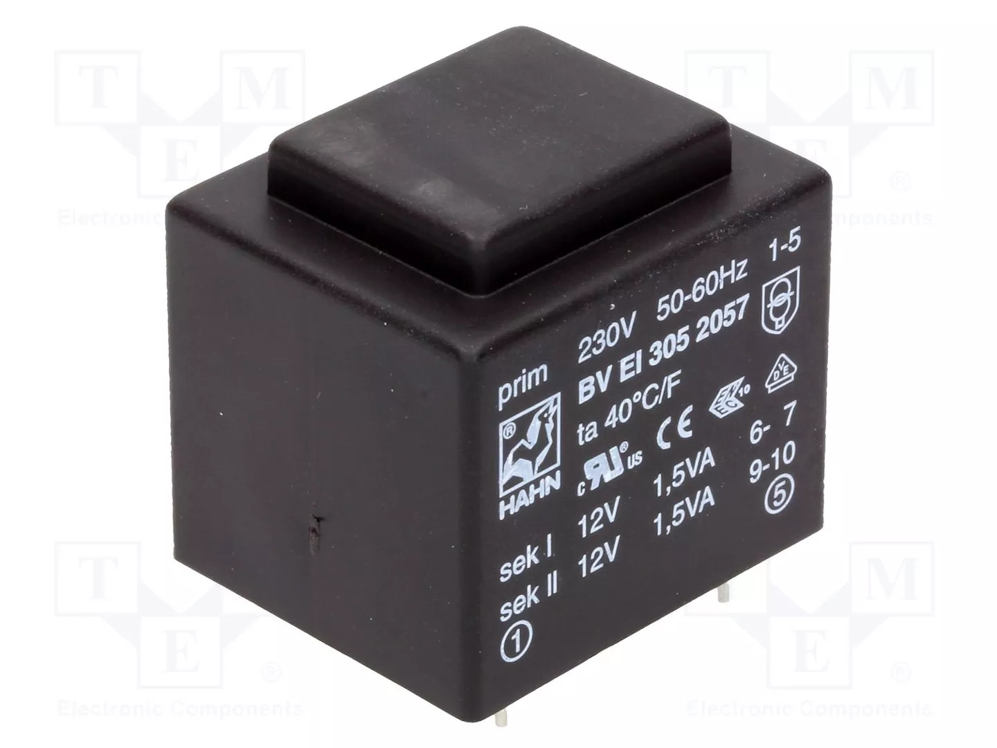 Transformador: Recubierto 230VAC PCB 12V 12V 125mA 3VA 125mA