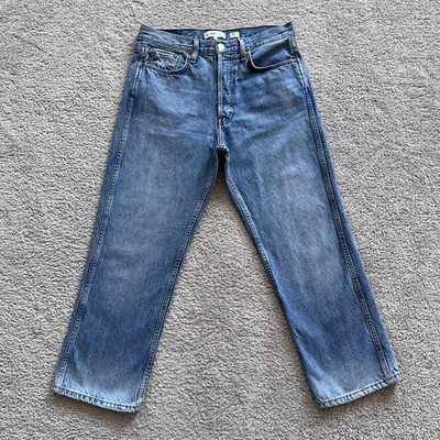RE/DONE Low Slung Crop Rigid Perfect Fade Jeans Womens 28 Blue Low Rise