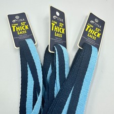Titan Thick Shoe Laces Blue Two Tone 52 Inch Flat Wide Replacement Lot Of 3