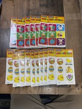 Dennison Easter Mini Stickers Lot Of 17 Packs 136 Sheets Total Eggs Bunnies Vtg