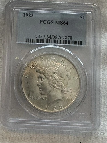 1922 Peace Silver Dollar PCGS MS64 S$1 Philadelphia Minted No Reserve