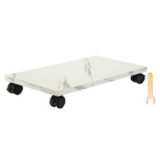 8x16in PC Stand, Computer Tower Stand Wood CPU Holder Mobile Cart, White Marble