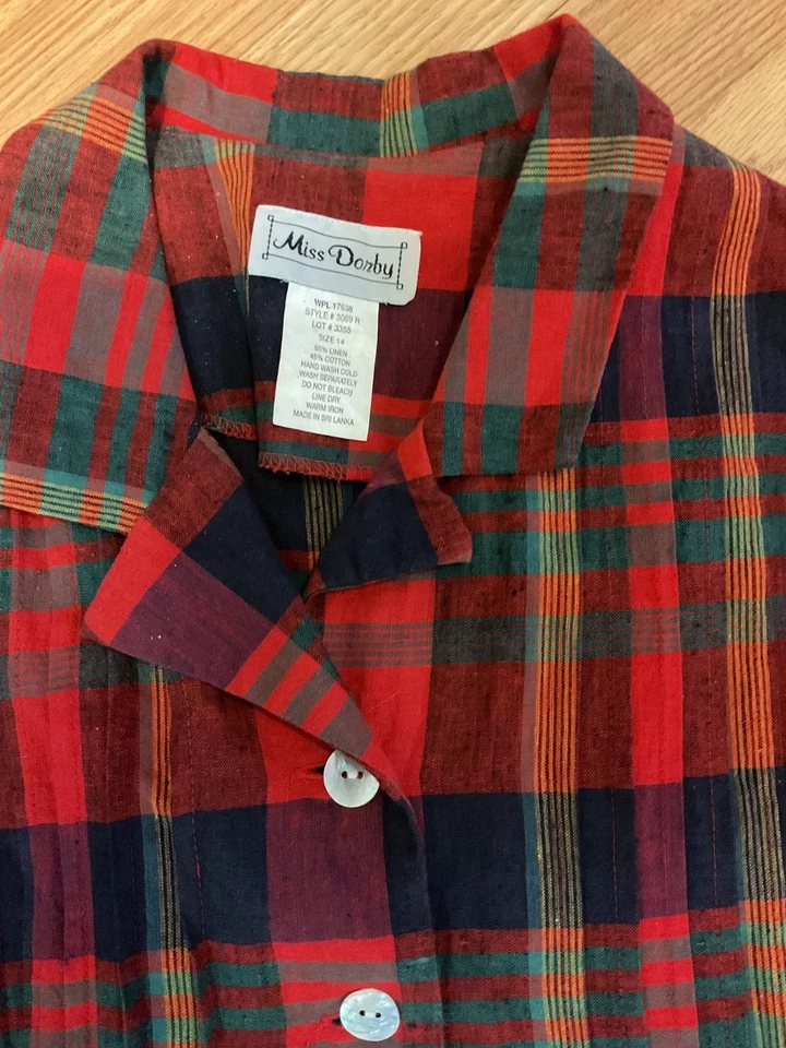 Y2K-Retro Plaid Long Dress Miss Dorby Red Plaid Festive 14 (42"C.53"L) - Image 4 of 4