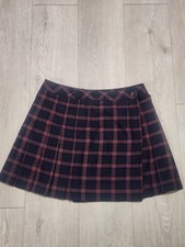 NWT QMack Plaid Wrap Skirt Kilt Large Black Red Tartan Pleated Mini Schoolgirl