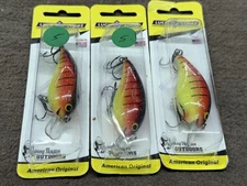 (3) Rick Clunn Luck E Strike Shallow Smoothy Crankbait Fishing Lures