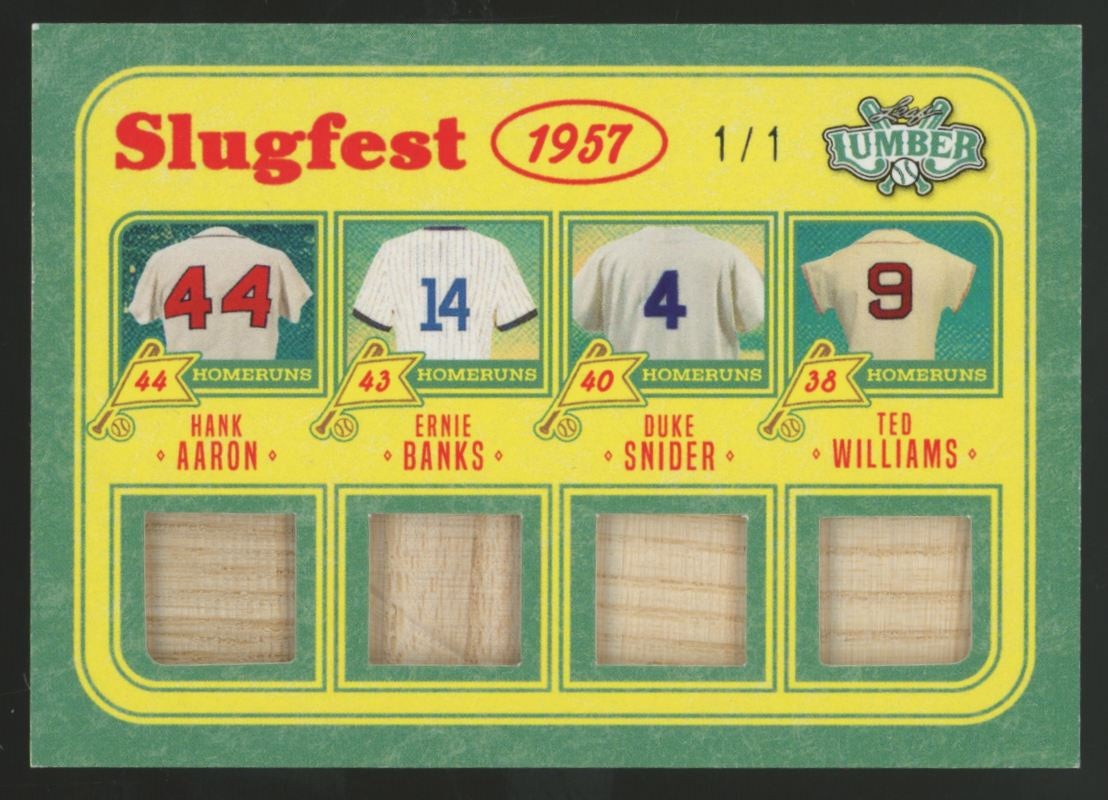 2025 Leaf Lumber Hank Aaron Ernie Banks Snider Ted Williams Quad Bat Relic 1/1