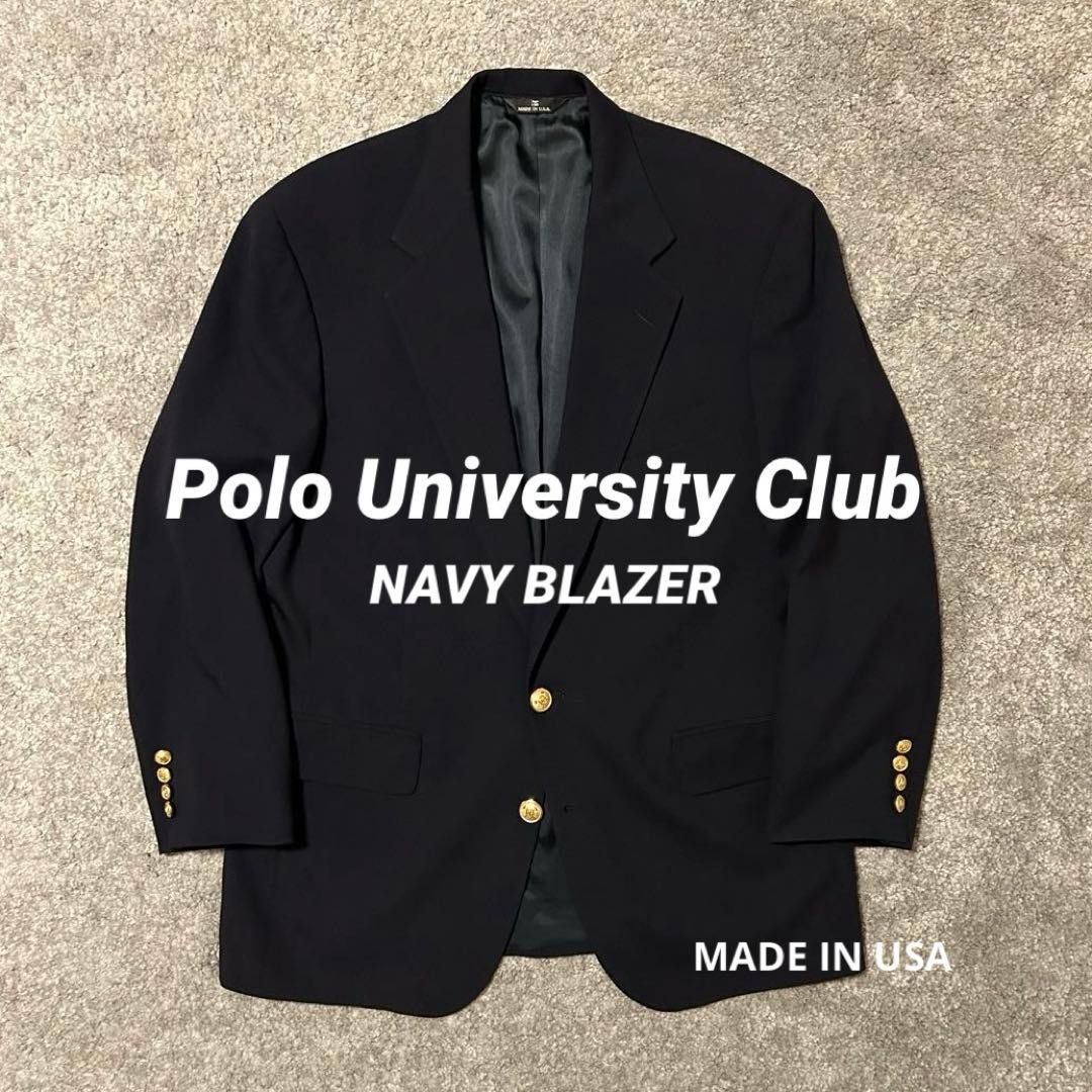 Polo Ralph Lauren Vintage Navy Blue Wool Blazer XL Made in USA Men