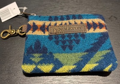 New Pendleton Designer Aztec Style ID Card Holder Zipper Pouch Wallet With Clip