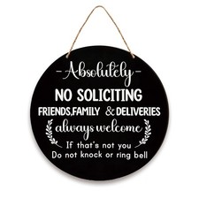 Wooden Sign for Front Door - No Soliciting, Don't Knock or Ring Black