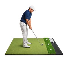 Golf Hitting Mat with Ball Tray 5x4ft - 6x4ft Dual-Turf Practice Mat for Indo...