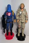 Lot Of 2 Vintage 1990 12" G.I. Joe Action Figures W/Stands Cobra and Duke