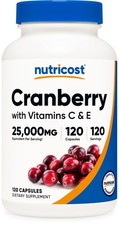 Nutricost Cranberry Extract 25,000mg  120 Capsules With Vitamin C  Vitamin E