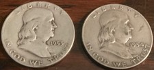 1953 S & 1954 D Franklin Half Dollars