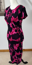 Top Shop Midi Bodycon Dress Black Pink Red Size 10 Open Back Figure Hugging
