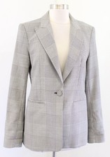 Zara Black White Mini Houndstooth Plaid Single Button Blazer Jacket Size M