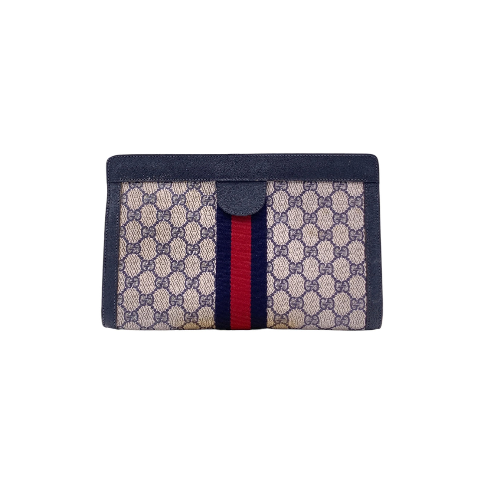 Autentica pochette cosmetica Gucci vintage blu navy tela monogramma