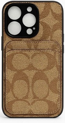 iPhone 13 Pro Phone Case Coach Case Beige Designer Leather Case | eBay
