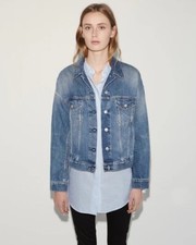 Veste ACNE STUDIOS femme bleu jean denim coton bio délavé à la pierre taille ...