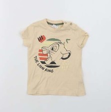 Disney Baby Baby Beige Cotton Blend T-Shirt Size 3-6 Months  Snap  The