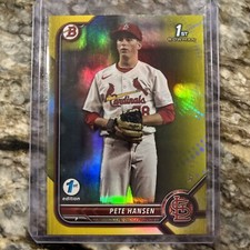 2022 Bowman Draft 1st Edition PETE HANSEN RC Rookie YELLOW FOIL #/75 Cardinals