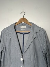 Seasalt Striped Linen Jacket - Size 14 Blazer Nautical Sailing Classic Sailor