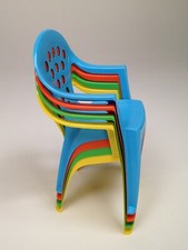 Stacking Play, Study or Dining Kids Chairs - Made in Italy - 4 Chairs and Colors