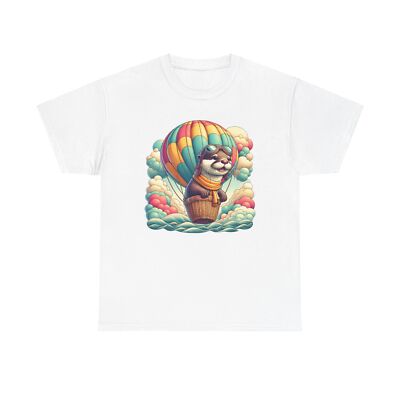 Unisex Adult T Shirt Otter Hot Air Balloon Whimsical Art Cute New Adult Tee Gift