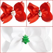 Christmas Red White Santa Snowman Tree Hair Bow 5"
