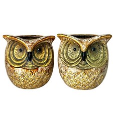 Pair of 2 Intertek Ceramic Owl Lamps Bedside ...