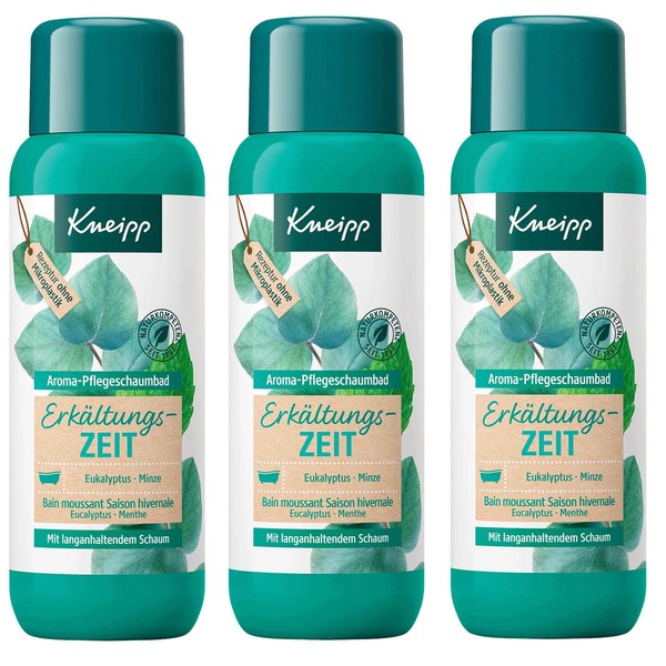 3X 400Ml Kneipp Aroma Pflegeschaumbad ErkäLtungszeit Eukalyptus & Minze Baden-image