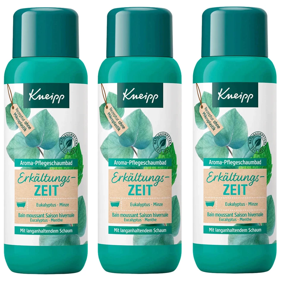 3x 400ml Kneipp Aroma Pflegeschaumbad Erkältungszeit Eukalyptus & Minze Baden