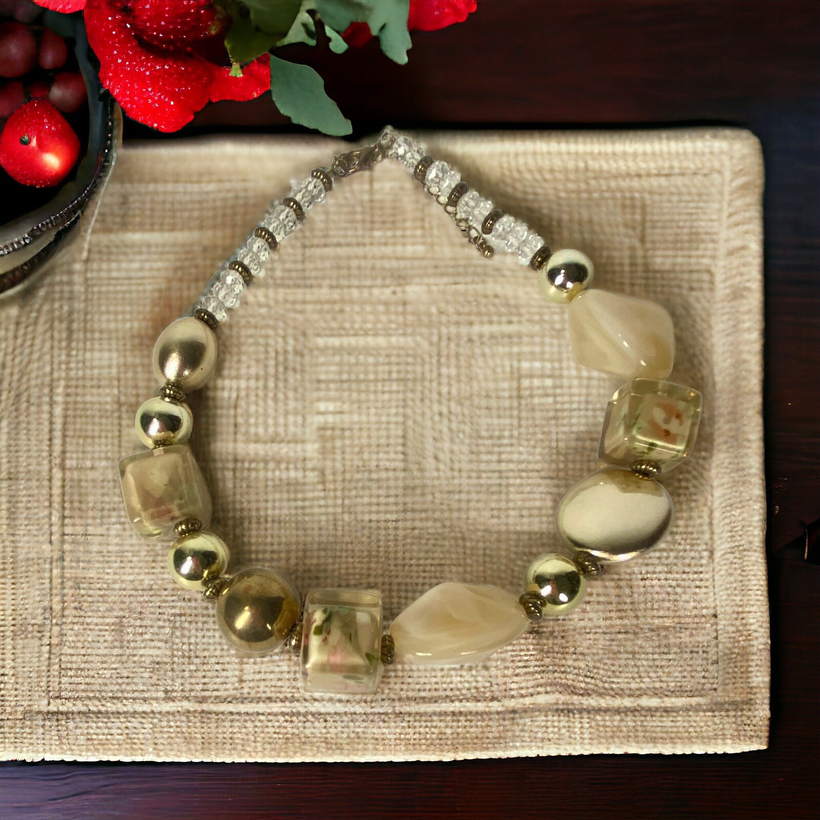 Unique Beaded Chunky Acrylic Cube Statement Neckl… - image 9