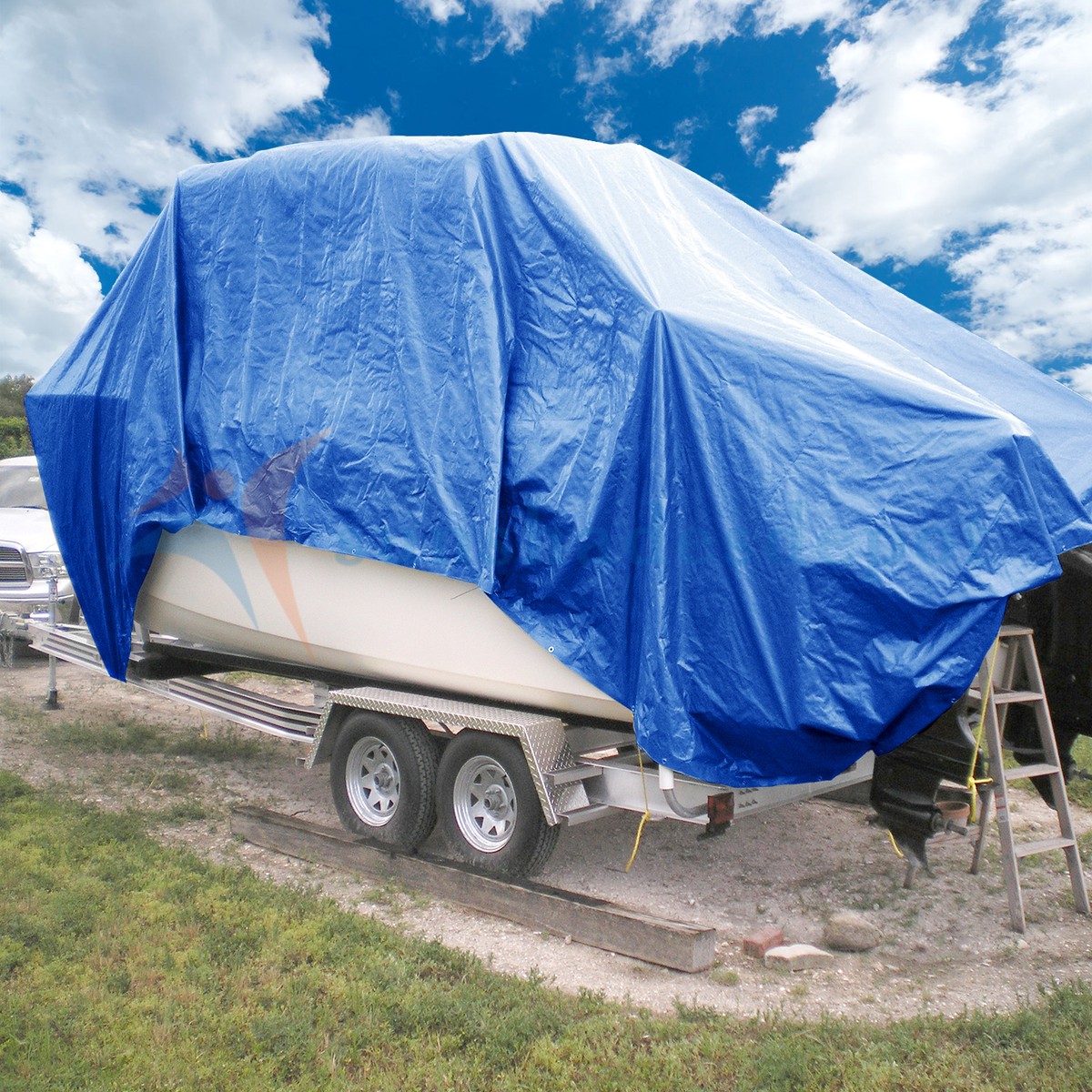Blue Tarp Poly Tarpaulin Canopy Tent Car Boat Reinforced Resistant