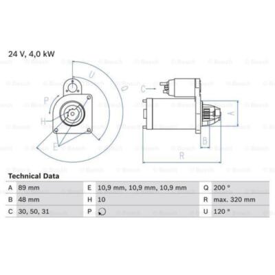BOSCH Anlasser Starter 4kW 0 986 020 170