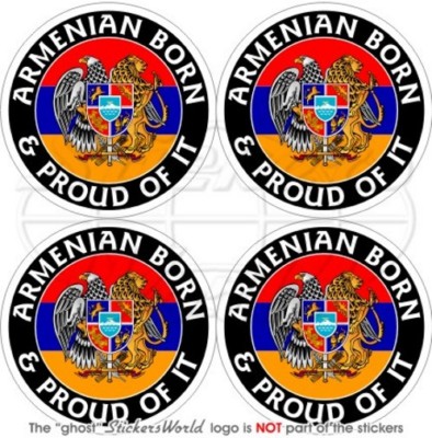 Autocollants Bumper "ARMENIA Armenian Born & Proud" - 4 Stickers Vinyle Brillant 50mm - Neuf
