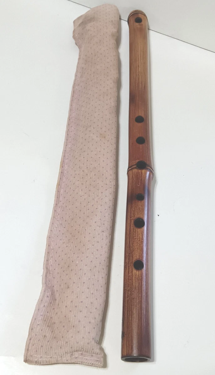 Vintage Side Blown Flute Bamboo Hand Carved Instrument F EUC With