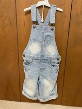 The Children's Place Girl Distressed Denim Jean Romper Heart Accent Size 6