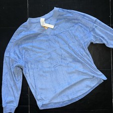 Victoria's Secret PINK M VARSITY beach V-neck sweatshirt TERRY BLUE OVERSIZED