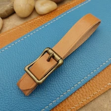 Tan English Bridle Leather Vintage Pocket Watch Fob Strap & Premium Solid Buckle