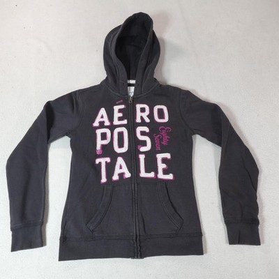 Y2K Aeropostale Hoodie Womens Small Gray Jacket Full Zip Sweatshirt Pinkman