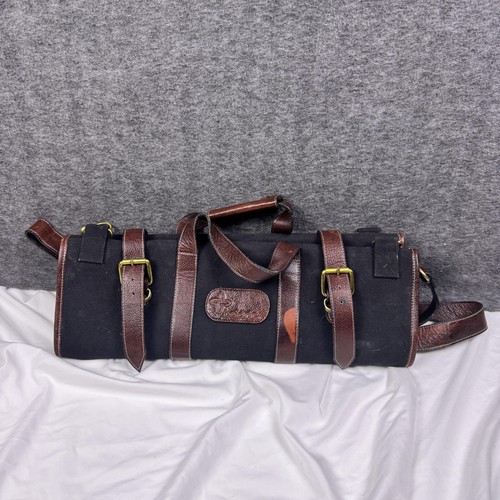 Boldric Canvas Leather Knife Roll Bag Black 25x18 Chef Storage Organizer Case