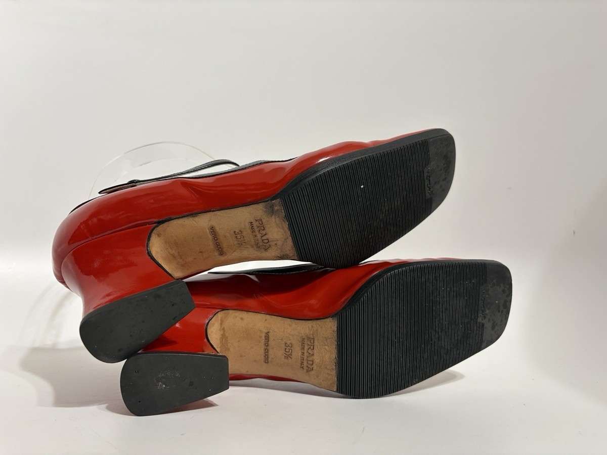 Vtg Prada 1997 Red Patent Leather Mary Jane Heels 35.5 | eBay