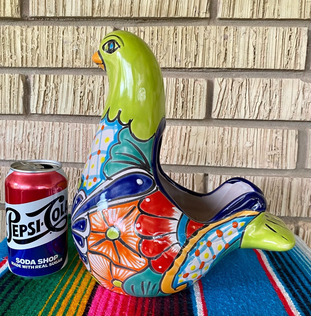 Lg Talavera Pottery Dove Planter Mexican Ceramic Bird Animal