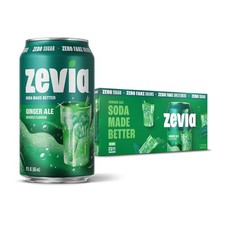Zevia Zero Sugar Soda, Ginger Ale, 12 oz Cans 8-Pack Naturally Sweetened, No