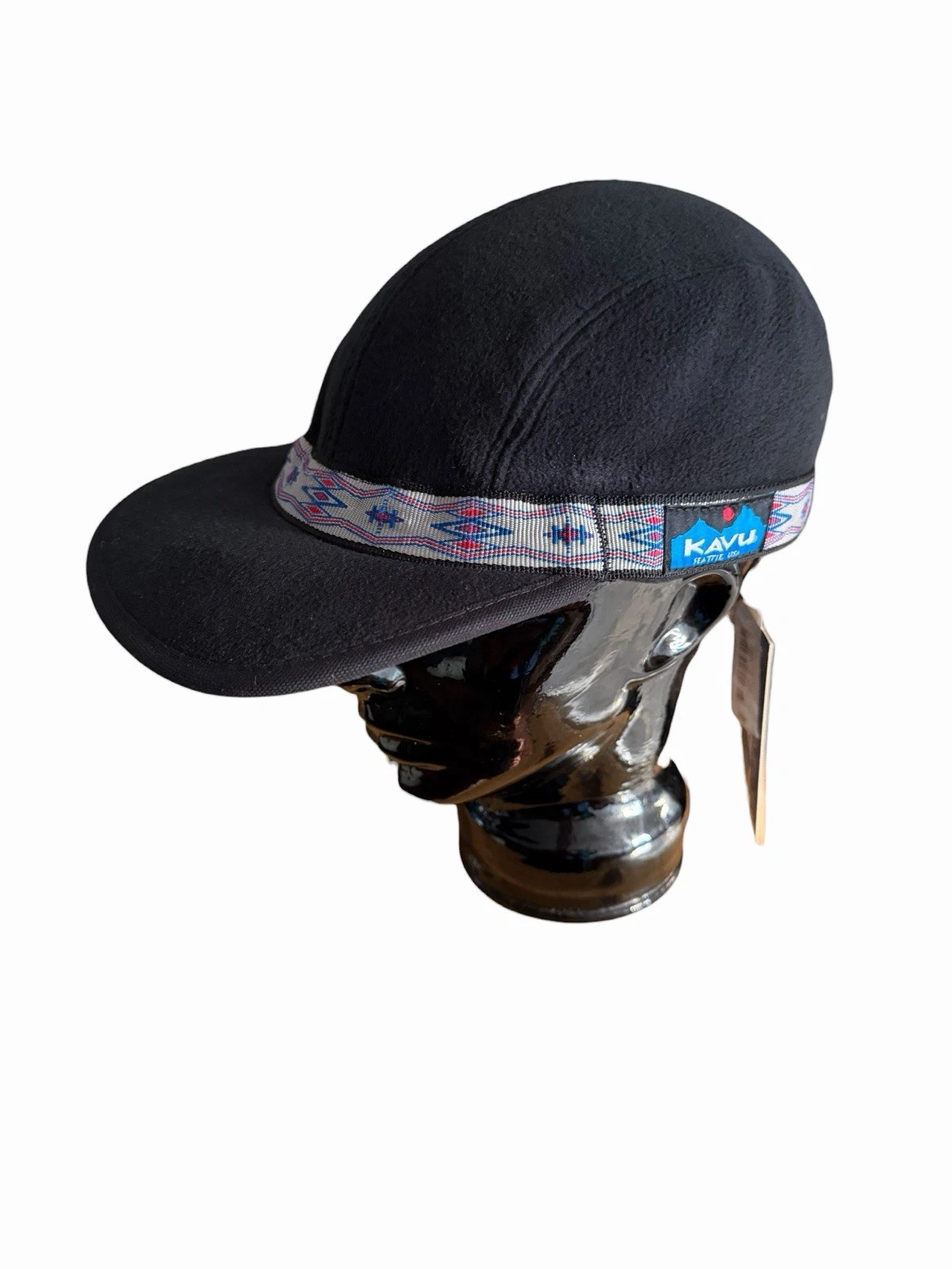 Kavu Black Fleece Cap Aztec Strapcap RRP £55 Size M