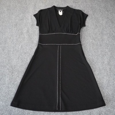 ABS by Allen Schwartz Black Dress V-Neck Fit and Flare Mini Small