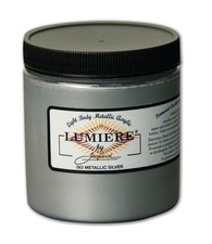 Jacquard Lumiere Fabric Color 8 oz Jar - Metallic Silver,Acrylic Paint