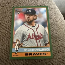 2025 Topps heritage green border Spencer Schwellenbach 58 Atlanta Braves 3D
