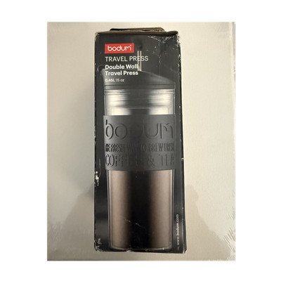 BODUM Travel Press 15 oz. /0.45L Clear/Black Double Wall Insulated Twist Lid Mug